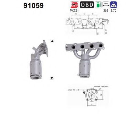 91059 AS Exhaust System Clamp, exhaust system