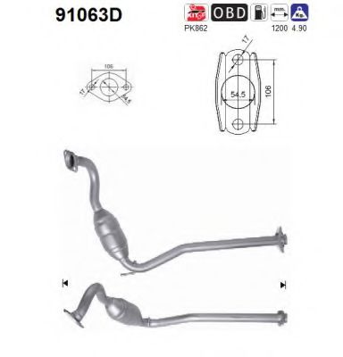 91063D AS Exhaust System Catalytic Converter