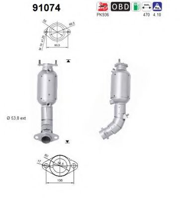 91074 AS Exhaust System Clamp, exhaust system