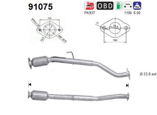91075 AS Exhaust System Clamp, exhaust system