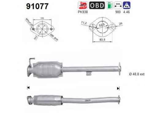 91077 AS Exhaust System Clamp, exhaust system