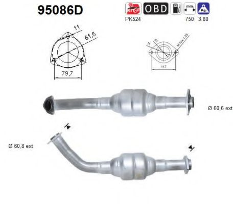 95086D AS Exhaust System Catalytic Converter