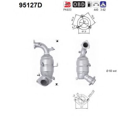 95127D AS Exhaust System Catalytic Converter