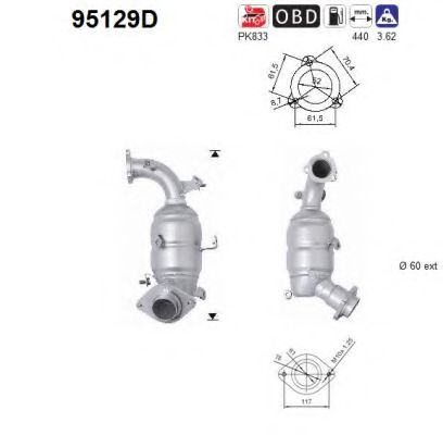 95129D AS Exhaust System Catalytic Converter