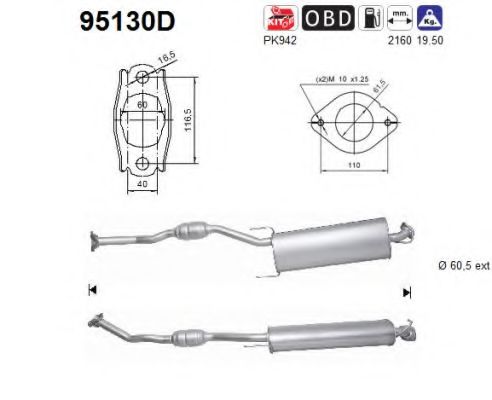 95130D AS Exhaust System Catalytic Converter