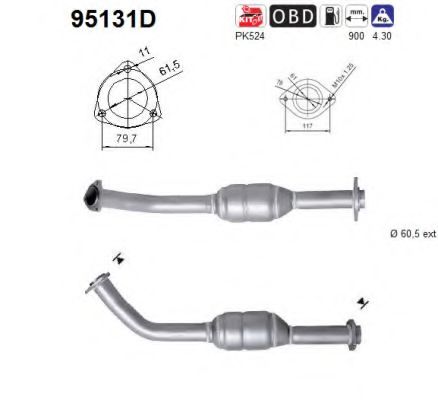 95131D AS Exhaust System Catalytic Converter