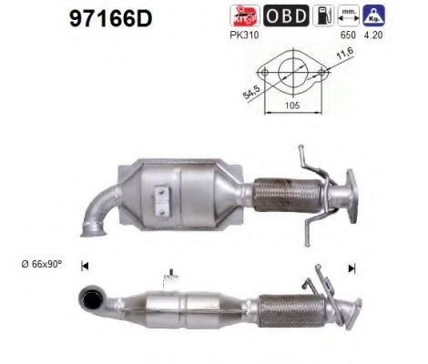 97166D AS Exhaust System Catalytic Converter