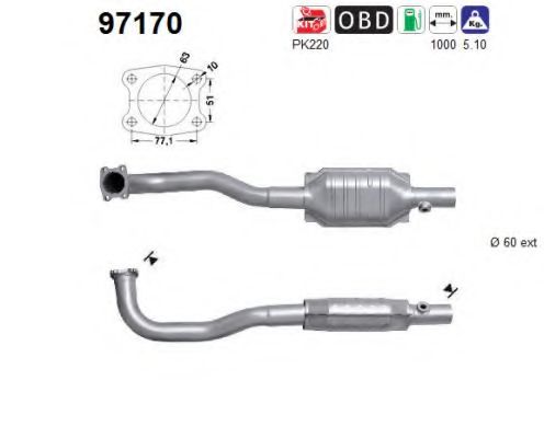 97170 AS Exhaust System Catalytic Converter