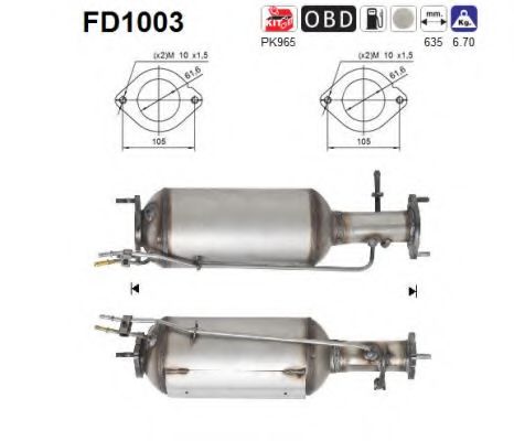 FD1003 AS Exhaust System Soot/Particulate Filter, exhaust system