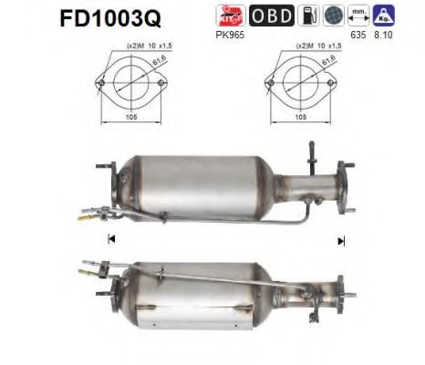 FD1003Q AS Exhaust System Soot/Particulate Filter, exhaust system