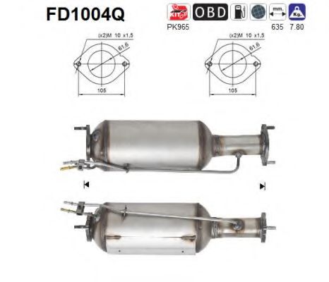 FD1004Q AS Exhaust System Soot/Particulate Filter, exhaust system
