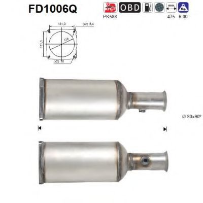 FD1006Q AS Система выпуска ОГ Сажевый / частичный фильтр, система выхлопа ОГ