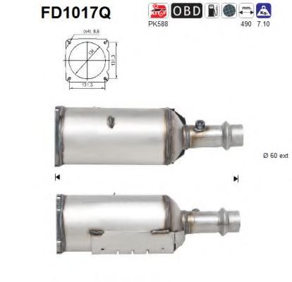 FD1017Q AS Система выпуска ОГ Сажевый / частичный фильтр, система выхлопа ОГ