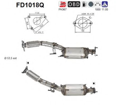 FD1018Q AS Exhaust System Soot/Particulate Filter, exhaust system