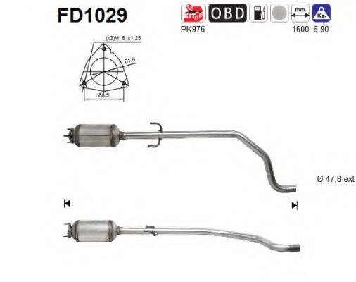 FD1029 AS Exhaust System Soot/Particulate Filter, exhaust system