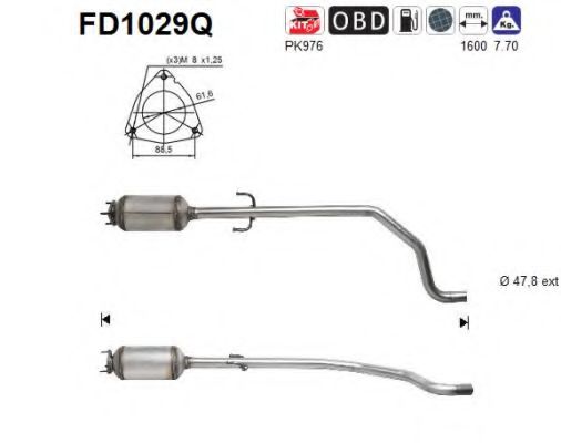 FD1029Q AS Exhaust System Soot/Particulate Filter, exhaust system