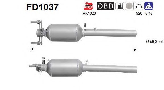 FD1037 AS Exhaust System Soot/Particulate Filter, exhaust system