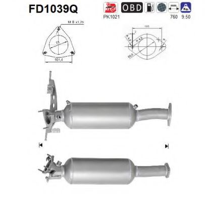 FD1039Q AS Система выпуска ОГ Сажевый / частичный фильтр, система выхлопа ОГ