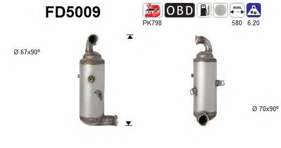 FD5009 AS Exhaust System Middle Silencer