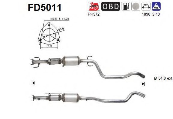 FD5011 AS Exhaust System Soot/Particulate Filter, exhaust system