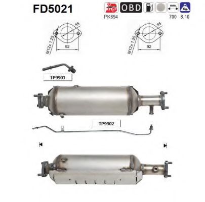 FD5021 AS Система выпуска ОГ Сажевый / частичный фильтр, система выхлопа ОГ