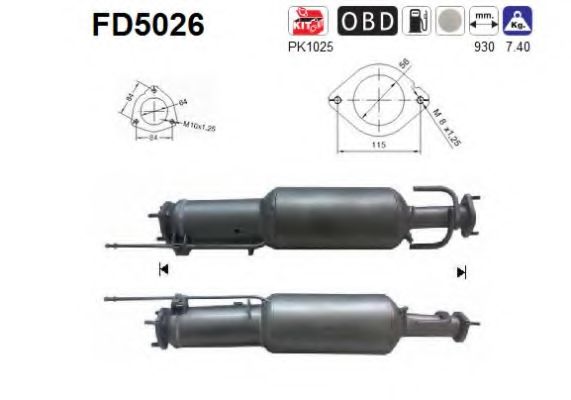 FD5026 AS Exhaust System Soot/Particulate Filter, exhaust system