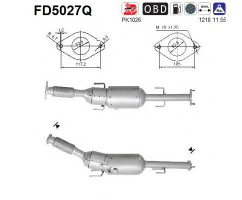 FD5027Q AS Система выпуска ОГ Сажевый / частичный фильтр, система выхлопа ОГ
