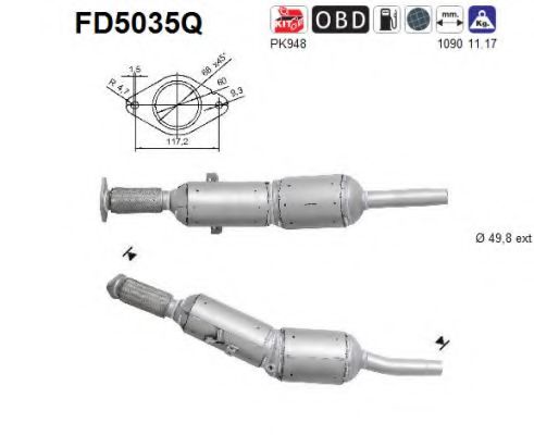 FD5035Q AS Exhaust System Soot/Particulate Filter, exhaust system