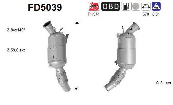 FD5039 AS Система выпуска ОГ Сажевый / частичный фильтр, система выхлопа ОГ
