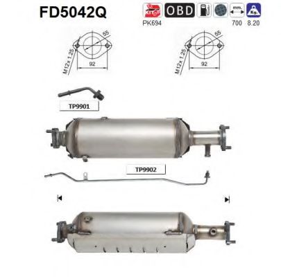 FD5042Q AS Система выпуска ОГ Сажевый / частичный фильтр, система выхлопа ОГ