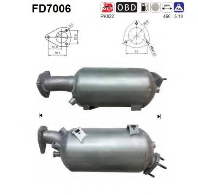 FD7006 AS Система выпуска ОГ Сажевый / частичный фильтр, система выхлопа ОГ