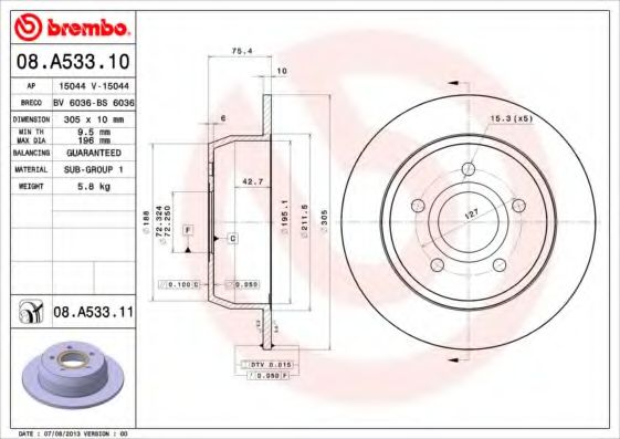 15044 V AP Тормозная система Тормозной диск