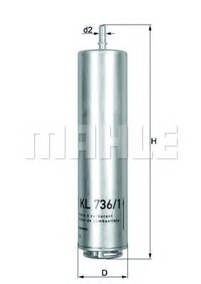 KL 736/1D MAHLE+ORIGINAL Fuel filter