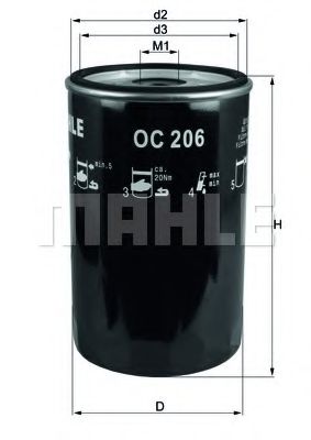 OC 206 MAHLE+ORIGINAL Oil Filter