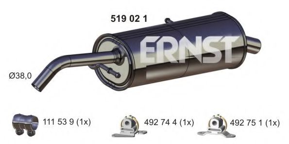 519021 ERNST Система выпуска ОГ Глушитель выхлопных газов конечный