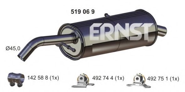 519069 ERNST Система выпуска ОГ Глушитель выхлопных газов конечный