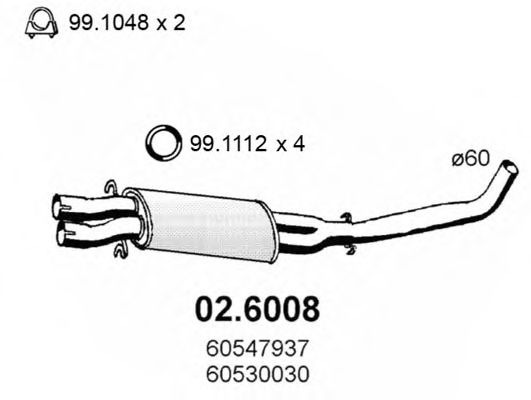 02.6008 ASSO Exhaust System Middle Silencer