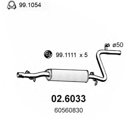 02.6033 ASSO Exhaust System Middle Silencer