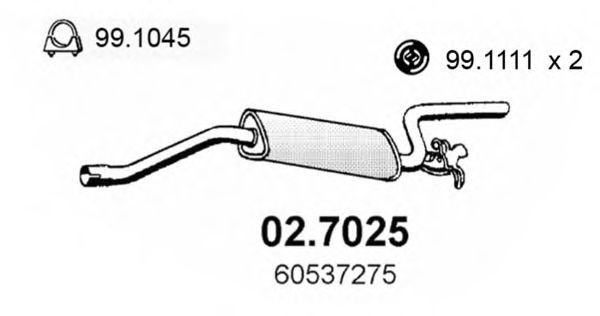 02.7025 ASSO Тормозная система Комплект тормозных колодок, дисковый тормоз