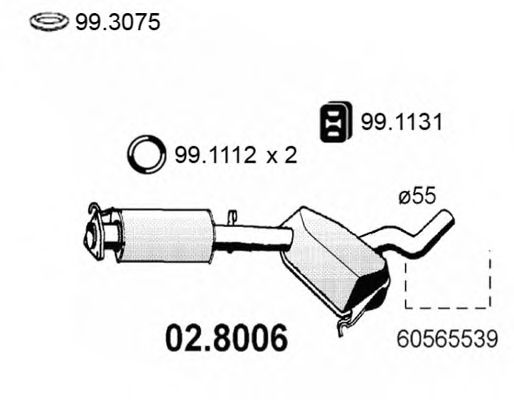 02.8006 ASSO Exhaust System Front Silencer
