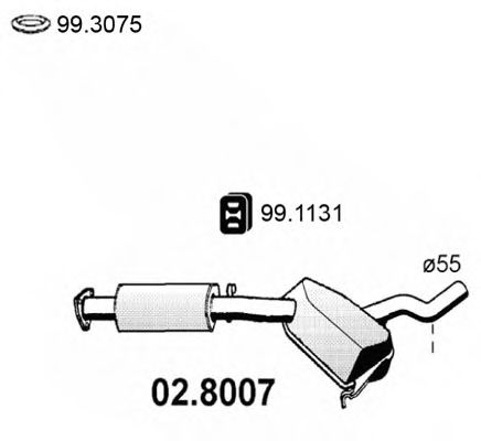02.8007 ASSO Exhaust System Front Silencer