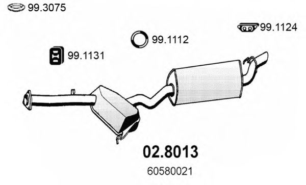 02.8013 ASSO Exhaust System Middle Silencer