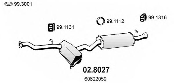 02.8027 ASSO Exhaust System Front Silencer