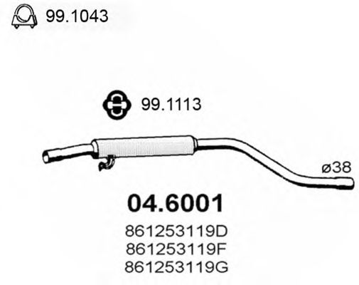 04.6001 ASSO Exhaust System Exhaust Pipe