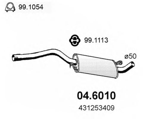 04.6010 ASSO Exhaust System Middle Silencer