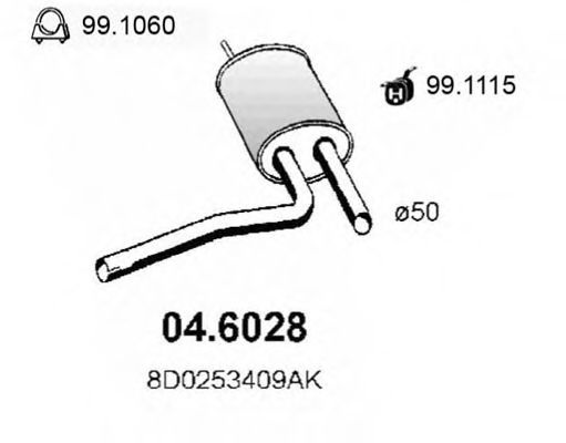 04.6028 ASSO Exhaust System Middle Silencer