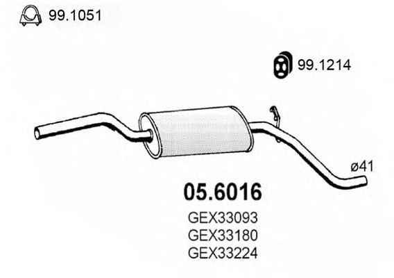 05.6016 ASSO Exhaust System Middle Silencer
