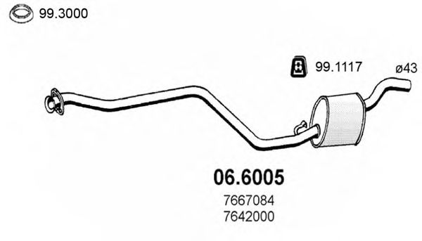 06.6005 ASSO Exhaust System Middle Silencer