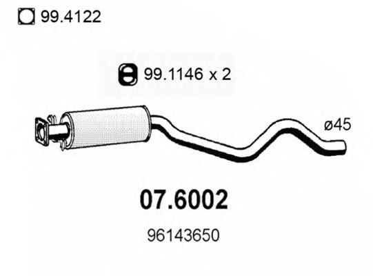 07.6002 ASSO Exhaust System Middle Silencer