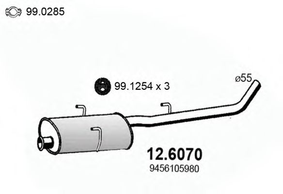 12.6070 ASSO Middle Silencer
